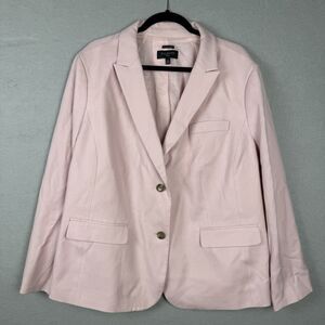 Talbots Light Pink Wool Italian Flannel Business Casual‎ Preppy Blazer Size 22W